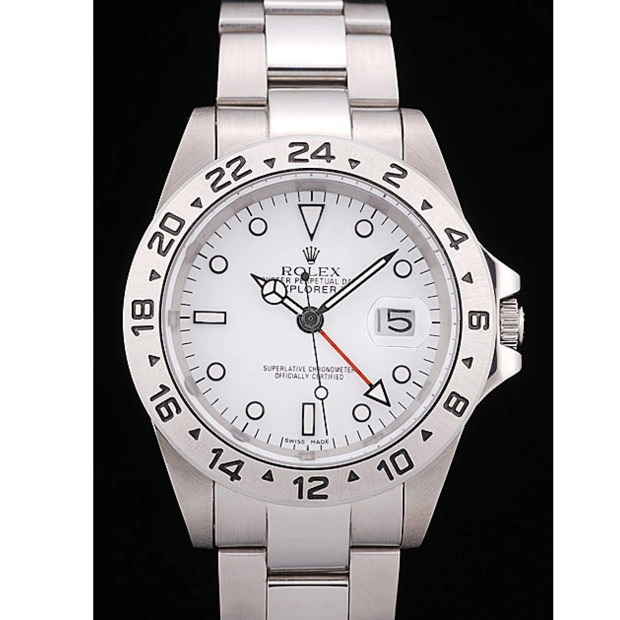 Aaa replica watch Rolex White Stainless Bezel Dial Steel Explorer 0819